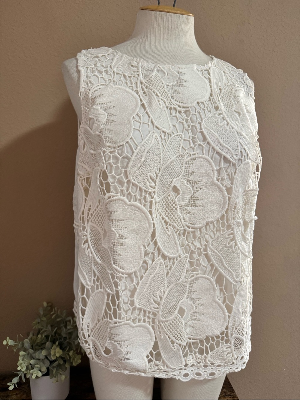 Merona White Crochet Lace Tank Top